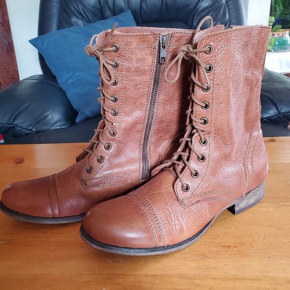 Steve Madden Leather Lace up Ankle Boots Size 11 - Picture 2 of 6